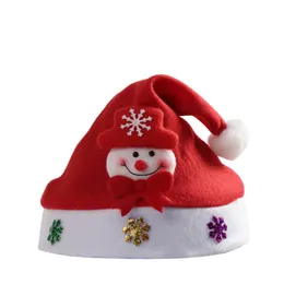 Fashion-Kids Glow Christmas Beanie Hat Cartoon Plush Pom Pom Christmas Santa Cap BabSnowman Deer Xmas Party Hats TTA2040-2