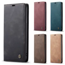 CaseMe Leather Wallet Cases For Iphone 13 Pro Max 12 Mini 11 XI XS XR X 8 7 6 Samsung S21 Ultra FE A72 A52 A42 A32 A22 Business Suck Magnetic Closure Vintage Flip Covers