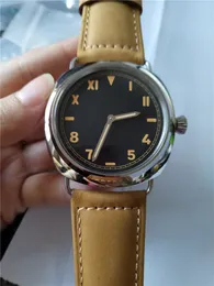 nuovi arrivi Orologio Uomo Meccanico Movimento Automatico Orologi in acciaio inossidabile Orologio da polso uomo quadrante nero Cinturino in Pelle 44mm PA03