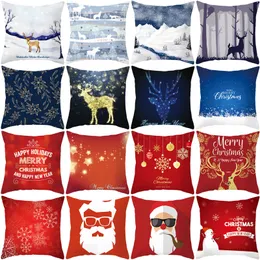 Christmas New Year Gift Pillowcase Home Sofa Throw Pillowcase Cushion Cover Elk 45x45CM Home Decorative Car Sofa Pillow Case 40 Designs