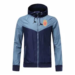 AS Monaco FC Jacket homens blusão com capuz casacos de futebol de manga longa com zíper Windbreaker como Sports casaco Monaco FC jaqueta de Futebol Masculino