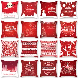 Christmas Red Pillow Case 45*45cm Christmas Cushion Cover Snowflake Merry Christmas Sofa Pillow Cushion Xmas Home Decor