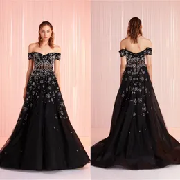 2020 Mode Abendkleider Sexy Schulterfrei Rückenfrei Spitze Applikationen Ballkleider Nach Maß Sweep Zug Kleid für besondere Anlässe