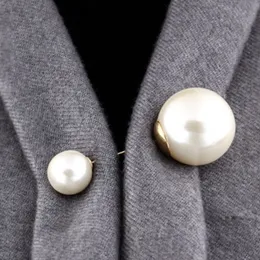 Vintage Broszka Pins Podwójna głowa Imitacja Pearl Duży Duży Sweter Broszki Dla Kobiet Lady Wedding Party Jewelry Akcesoria