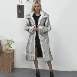 2018 Women Faux Fur Coat Winter Thick Warm Fluffy Long  Fur Coats Fashion Lapel Shaggy Jackets Overcoat Plus Size Outwear