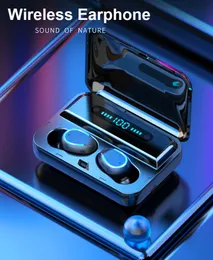F9-5 TWS Headphones Bluetooth v5.0 Wireless Earphone Mini Smart Touching Earbuds With LED Display 1200mAh Power Bank Headset and Mic