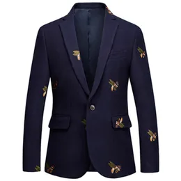 EXCELLENT QUALITY Baroque Designer Classic Men's Blazer Jacket Single Button Bee Embroidery Wool Blend Blazer Plus size M-6XL