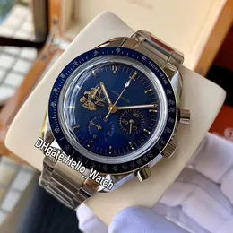 New Master Apollo 11 50 Th 310.20.42.50.01.001 OS Quartz Chronograph Mens Watch Blue Dial Blue Bezel SS Steel Bracelet Watches Hello_watch