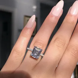Vecalon Elegant Promise Ring 925 Sterling Silber Statement Party Ring Diamond Ehering -Ringe für Frauen Schmuck AA