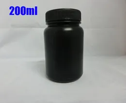 100 Stück 200 ml Kunststoff-HDPE-Rundflasche in schwarzer Farbe, Probenaufbewahrung, Unterflasche, Weithals-Pulverbehälter