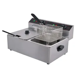 Kolice Commercial double tanks 2x6L Chicken Chip Fryer Electric Deep Fryer Basket kfc food Frying Machine Potato Maker