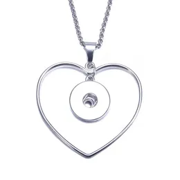 Noosa Snap Button Jewelry Heart Circle Pendant Snap Necklace with Link / Leather Chain Fit 18mm Snap Necklace Jewelry Women