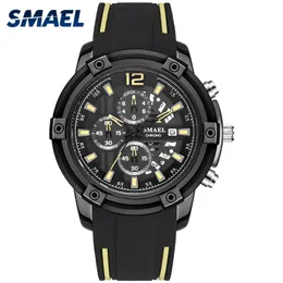 SMAEL Relogio Masculino Smael Rubber strap Men's Fashion Quartz Watch SL-9081 fine dial Pin button 30M Waterproof Wrist Watch197t