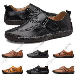 New Hand Stitching Mäns Casual Shoes Set Foot England Peas Skor Läder Skor Skor Låg Stor Storlek 38-48 Två