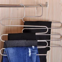 Stainless steel s-type trouser rack clothing store multi-layer magic pants clip non-slip side-mounted bold storage pants rack