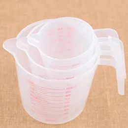 Copo de medição 250/500/1000 ml de alta qualidade Ferramentas de cozinha plástica escala clara mostram caneca transparente +alça de despejo 3 tamanhos