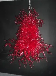 結婚式の長い天井灯のためのランプクリスタルシャンデリア赤い色の手吹きムラノガラスシャンデリア照明