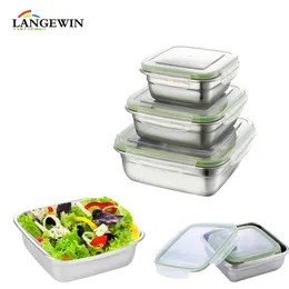 Eco-friendsy Stainless Steel Lunch Box BPA Free Leakproof Food Container Bento Box Camping Storage Cutlery Picnic Tableware C18112301