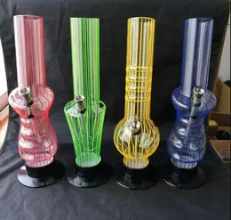 Akryl randig mångfärgad hookah, vattenrör glas bongs hooakahs två funktioner för oljeplattor glas bongs