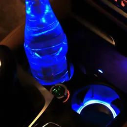 LED CAR Cup Mat Atmosphere Lights för alla bilar RGB USB-laddningskoppar Pad Interiör Atmosfär-LAMP2957