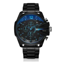 Fashion Brand Men's Big Case Mutiple Dials stainless steel band Date Quartz Wrist Watch 4318
