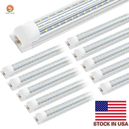 SMD 2835 T8 V على شكل متكامل أنبوب LED مزدوج خط الخطي ضوء 1 قدمًا 2ft 3ft 4ft 5ft 6ft 8ft 85-265v أنابيب LED جامدة البرودة متجر فريزر متجر