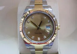 Högkvalitativa armbandsur Mens Watch Steel 18K Y / Gold Champagne Diamond Ring Owork 116333