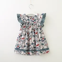 Baby girls floral dress barn flyger ärm prinsessa klänning 2019 sommar mode boutique barn kläder 2 färger c6019