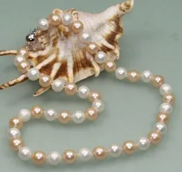 Hand knutna vackra 5 stilar Multicolor 8-9mm Färskvatten Aquaculture Pearl Halsband 18 "Mode smycken