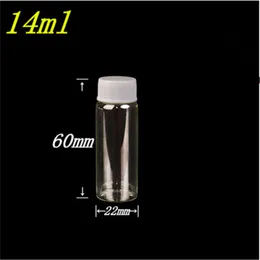 100 pcs 14 mm Screw Mouth Glass Bottles White Plastic Cap Empty Vials Creative DIY 22X60 mm 10 ml Jars