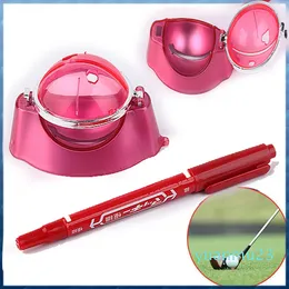 Wholesale- Red Golf Ball Line Liner Marker Pen Marks Template Alignment Tool Set Equipment Accessories Wholesale