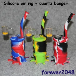 Mini cachimbo de água de água de tambor de tambor de bateria de silicone Tubo de água de vidro com cano de água com quartzo termocrômico unhas de balde mini dab odle platafors hookah bongos