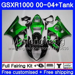 + Tank för SUZUKI GSX R1000 GSX-R1000 GSXR1000 01 02 03 04 299HM.20 GSXR-1000 K2 K3 GSXR 1000 2000 2001 2002 2003 2004 Green Black Fairing