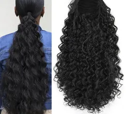 12 '' Human Clip In Warp Ponytail Hårförlängning Kort Afro Kinky Drawstring Ponytail African American Bun Natural 1B 100G-160G