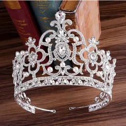 Luksusowy panna młoda Tiaras Barokowa Wysokiej Jakości 5 Kolory Rhinestone Kryształowa Korona Królowa Diamentowa Księżniczka Srebrne Ogrzewanie Akcesoria do włosów