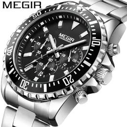 Mei Gainer MeGir Multi-Function Watches Calendário de negócios de moda masculina Luminous Watch Quartz Watch 2064