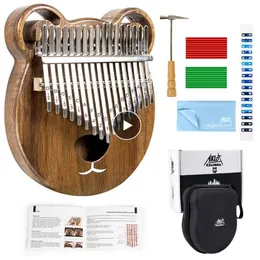 Aklot Kalimba Thumb Piano Marimba 17 tasti Custodia in legno massello Martello per accordatura Libretto di studio Panno per pulizia Bastoncini