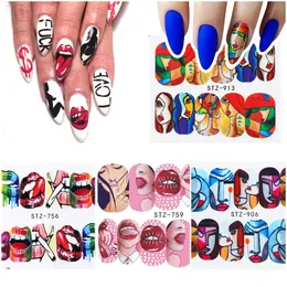 Hot Nail Stickers Sexy Lips Cool Girl Water Decals Wraps Cartoon Sliders DIY Nail Art Decoration Manicure Makeup