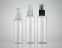 高品質の白い黒い空の透明な100ml / 120mlのスプレーボトルホワイトトップの散水ペットプラスチックバイアル化粧品パッキングボトル