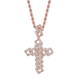 Wholesale- Personality Cross Pendant Necklace Zircon Man's Necklace Hip Hop Jewelry Iced Out Pendant For women's New