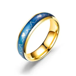 Stainless steel Heart mood ring band finger Temperature sensing Love Heartbeat rings women men fashion jewelry will and sandy gift