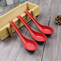 Porridge Spoons Red Black Plastic Bowl Soup Home Flatware Japanese Style Spoons