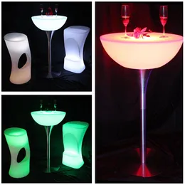 Mode ny uppladdningsbar LED möbler lysande cocktail bar vattentät rund glödande bord utomhus hem KTV disco dekoration