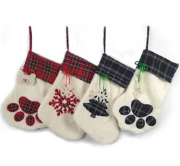 Julhängande strumpor Socks Bear Paw Snowflake Sock Xmas Tree Ornaments Dekoration Heminredningar Cfyz12-WLL