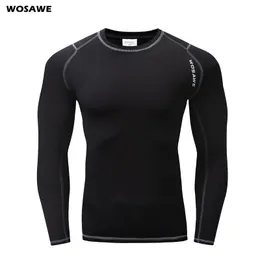 WOSAWE löpar-T-shirt Fleece termounderkläder Vinter Long Johns Toppar Fitness Gym Shirts för jogging Cykling Sport Baslager