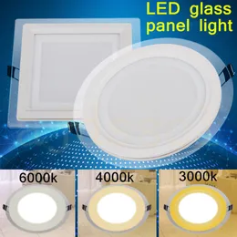 LED-panel LED-punkt 3 Färgbyte Glas LED Downlight 6W 9W 12W 18W Panellampa AC85-265V Tak Inbyggd inomhusbelysning
