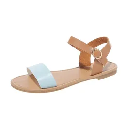 Hot Sale-SAGACE Women's Sandals Solid Color PU Leather Sandals Women Fashion Style Flat Summer Women Shoes Women Shoes 2019 Sandals