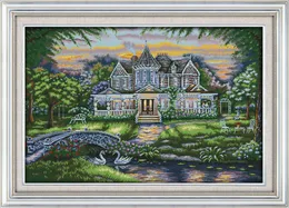 The manor home decor painting ,Handmade Cross Stitch Embroidery Needlework sets counted print on canvas DMC 14CT /11CT