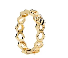Przyjeżdża pierścienie 18K Rose Gold Ring Oryginalne pudełko na Pandora 925 Sterling Silver Honeycomb Kobiety Biżuteria Prezent Ustaw W205