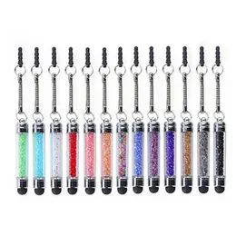 Luxury Fashion Diamond Crystal Mini Capacitive Touch Screen Pen Stylus Pens for Cellphone PC Tablet 500pcs